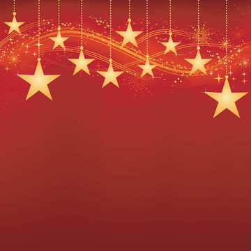 金色的星星掛在紅色背景與grunge元素