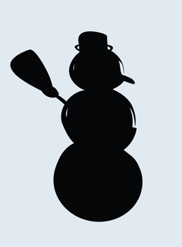 雪人剪影；插畫