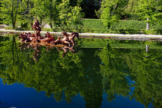 La Granja de San Ildefonso的花園；Segovia Province；卡斯蒂