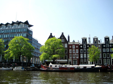 阿姆斯特丹河上的河滨步道