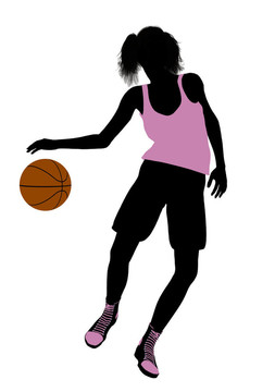 女子籃球運動員剪影