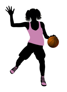 女子籃球運動員剪影