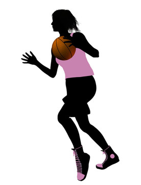 女子籃球運動員剪影