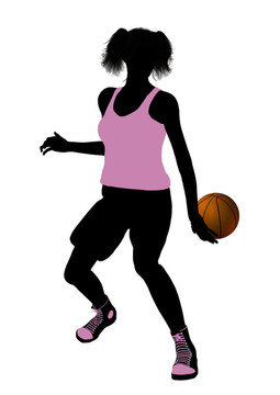 女子籃球運動員剪影