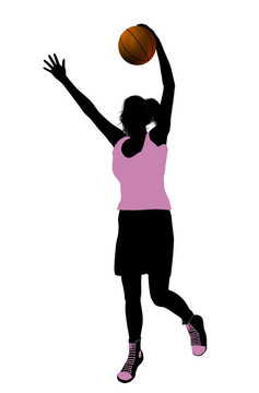 女子籃球運動員剪影