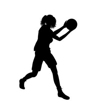 女子籃球運動員剪影