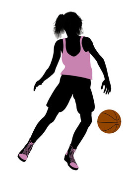 女子籃球運動員剪影