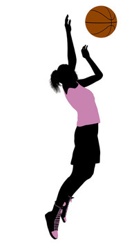 女子籃球運動員剪影