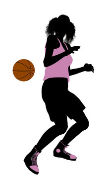 女子籃球運動員剪影