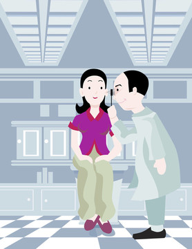 檢查耳朵的女人