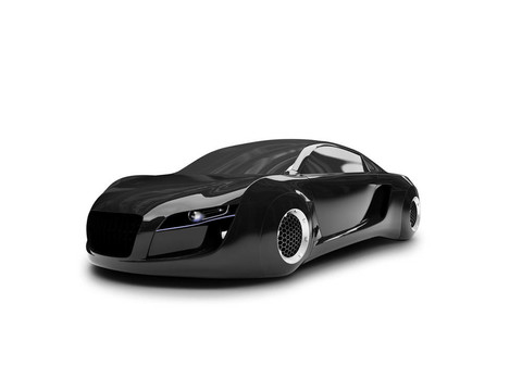 孤立的黑色超級(jí)汽車前視圖02