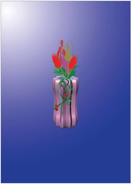 3D花瓶上的花