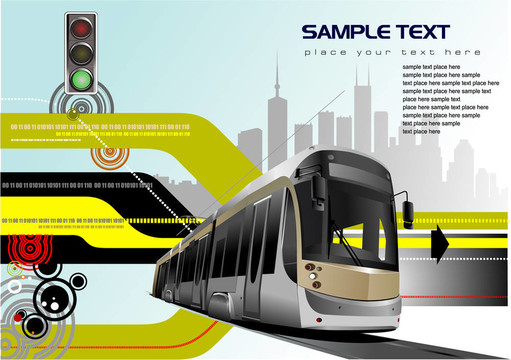 具有電車(chē)圖像的高科技背景。