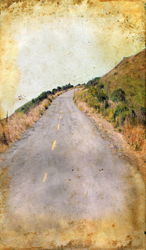 纏繞在垃圾背景的鄉(xiāng)村道路