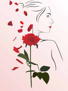 女人和玫瑰