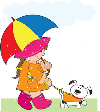 女孩在雨中