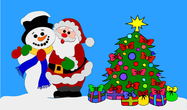 Santa Clause與圣誕樹雪人