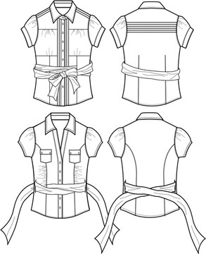 帶絲帶細(xì)節(jié)的女士襯衫