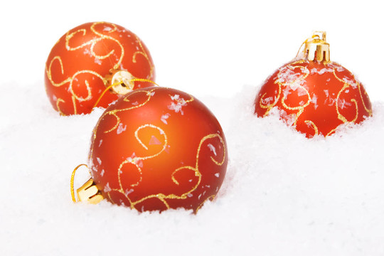 白雪覆蓋的圣誕球