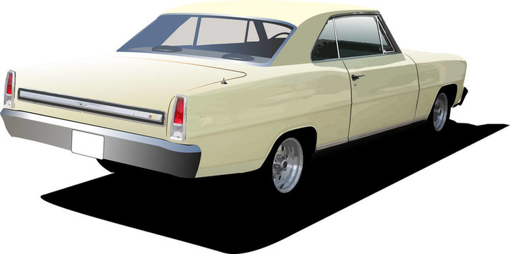 1970 S豪華轎車在孤立的背景。插畫