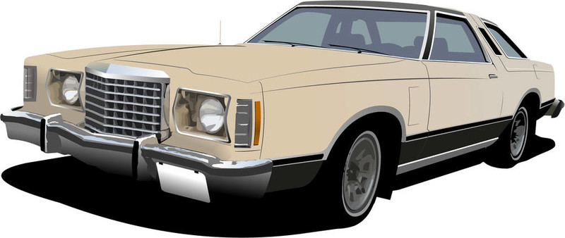 1960 S輕型粉紅色轎車在孤立的背景。插畫