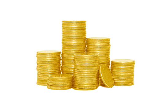 白色背景下的金幣