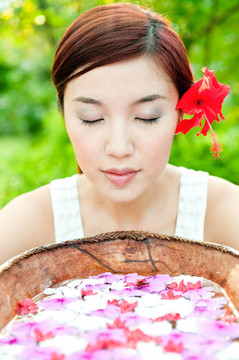 女人與Flowers