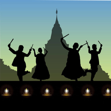 人類(lèi)表演民間舞蹈dandiya Navratri節(jié)；
