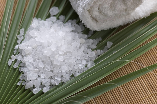 沐浴鹽和棕櫚葉