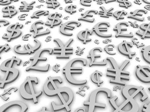 黑白金融符號背景。三維渲染圖