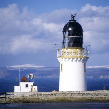 燈塔；Dunnet Head；奧克尼群島的背景；英國(guó)