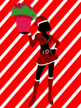 圣誕購(gòu)物剪影插畫(huà)