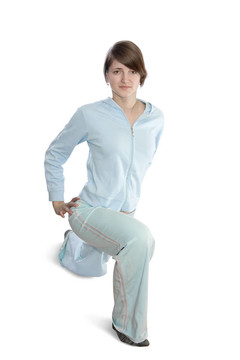 穿輕運(yùn)動(dòng)服的運(yùn)動(dòng)女孩。分離