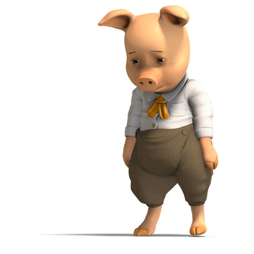 可愛卡通豬帶衣服