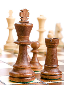 白色背景下的國際象棋。