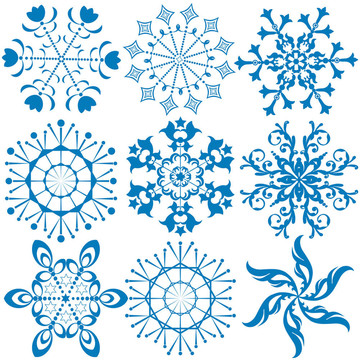 收集深藍色雪花