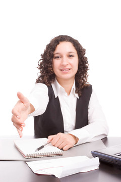 商業(yè)女人提供握手