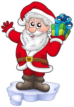 Santa與圣誕禮物在冰山上