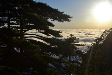 黃山日落 黃山云海 山頂