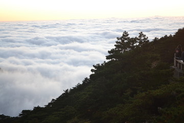 黃山日落 黃山云海 黃山四絕