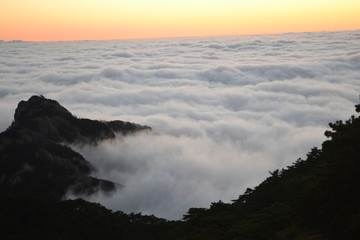黃山日落 黃山云海 山頂