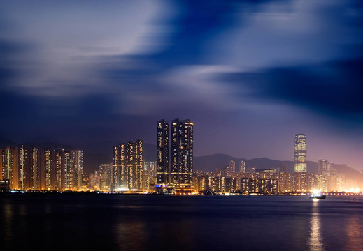 在香港的維多利亞港夜景