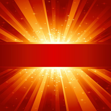紅金色的光爆明星和分隔開的