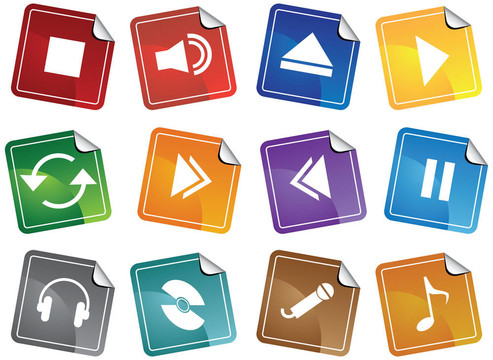 媒體播放器Sticker Icon Set