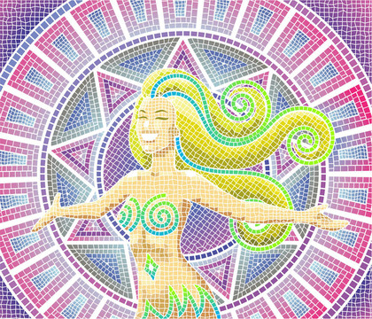 五顏六色的馬賽克的女孩