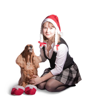 Santa女孩和狗