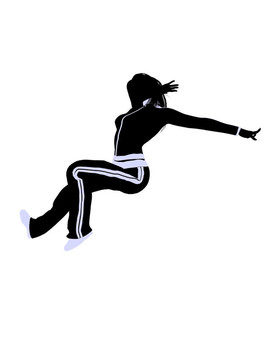 女性城市舞蹈插畫剪影
