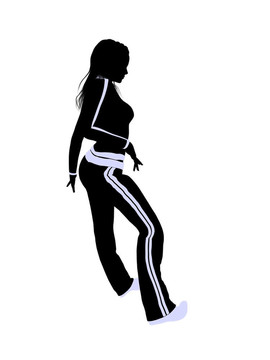 女性城市舞蹈插畫剪影