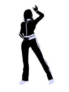 女性城市舞蹈插畫剪影