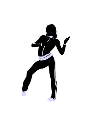 女性城市舞蹈插畫剪影
